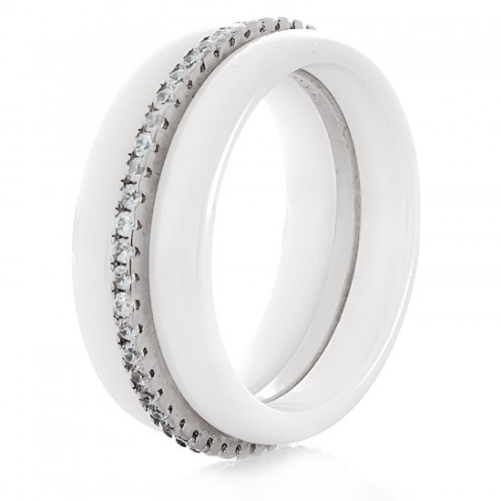 Серебряное кольцо с керамикой белой (S002936)
