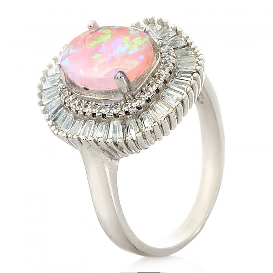 Серебряное кольцо с опалом розовым (S002940)